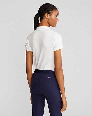 Ralph Lauren Polo Donna Mezze Maniche Slim- Fit Polo Scollo A V Piquet Pony Ricamato Maniche Corte Colletto Cinque Bottoni