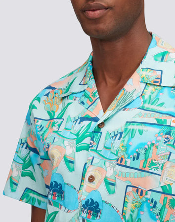 Sundek camicia uomo modello bowling con stampa