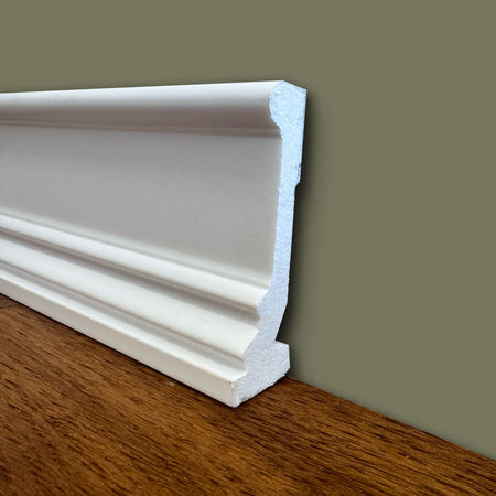 (massimo spessore) Battiscopa in POLIMERI linea BASICBOARD 90x27mm - BIANCO pitturabile (prezzo al metro)