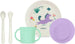 MINILAND Learning tableware Dream - set pappa educativo - bicchiere con manici, piatto piano, ciotola piatto fondo, posate - unicorno