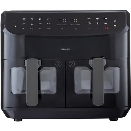 Friggitrice ad Aria Calda - MEDION - P20 XXL Twin - 2600 W - 2 cestelli - 9 programmi - Nera