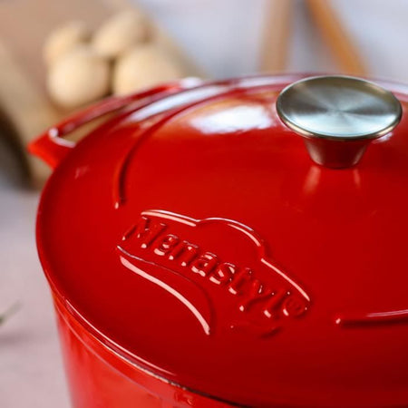 Casseruola - MENASTYL - 6020102 - Ovale - Ghisa smaltata - Rossa - 6,5 litri