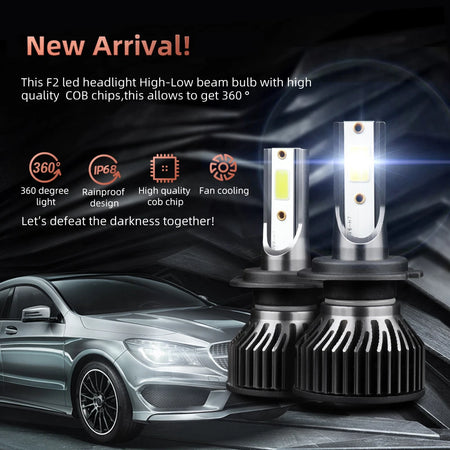 MINI KIT LED LUCI LED H7 COB ALTA POTENZA 9000 LUMEN 12-24V AUTO CAMION CANBAS 6000K SLIM