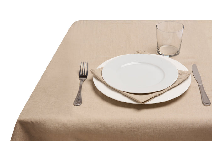 Tovaglia in misto lino tinta unita morbida resistente elegante made in italy SABBIA