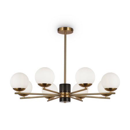 Lampadario A Sospensione Moderno Marble Metallo Ottone Vetro 8 Luci E27 60W