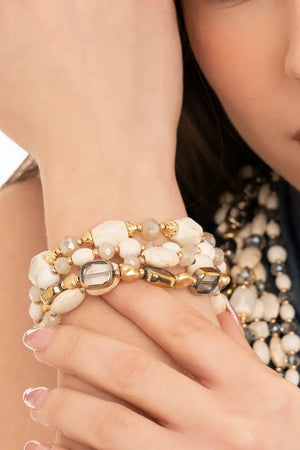 MYA ACCESSORIES | Bracciale elastico multilinee con pietre