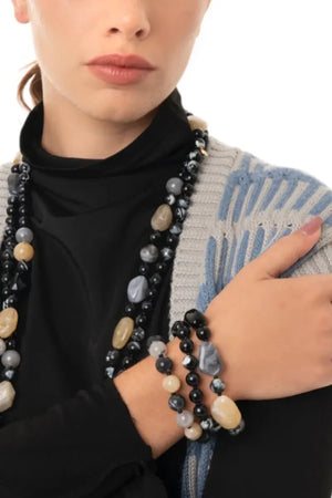 MYA ACCESSORIES | Bracciale elastico tre linee con sfere