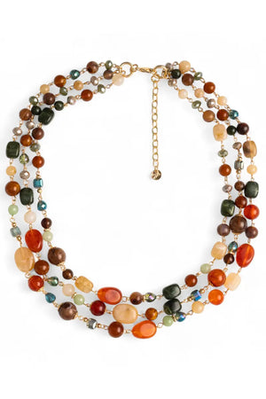 MYA ACCESSORIES | Collana a tre fili con pietre in acrilico e vetro