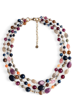 MYA ACCESSORIES | Collana a tre fili con pietre in acrilico e vetro