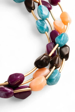 MYA ACCESSORIES | Collana girocollo multifilo con pietre