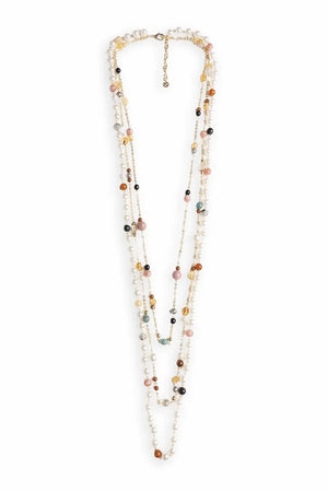 MYA ACCESSORIES | Collana lunga multifilo con pietre e perle