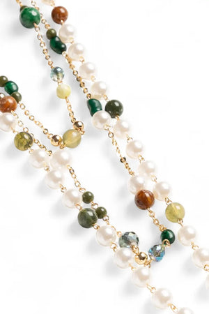 MYA ACCESSORIES | Collana lunga multifilo con pietre e perle