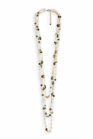 MYA ACCESSORIES | Collana lunga multifilo con pietre e perle
