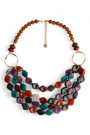 MYA ACCESSORIES | Collana multifilo con pietre in acrilico