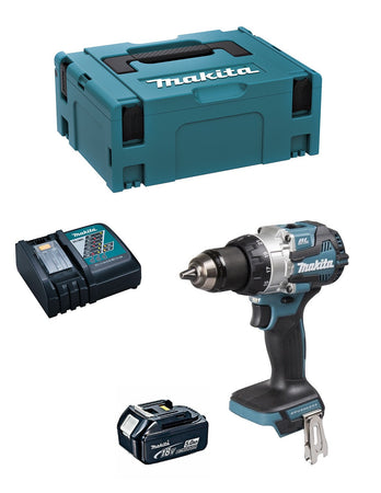 Makita trapano a percussione dhp492rtj1 (1 x 5,0ah + dc18rc + makpac 2) 8435587931164