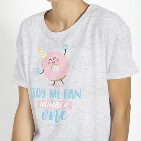 Mr Wonderful Camicia da Notte da Donna Maniche Corte 51487 S18 - Passarelli Biancheria