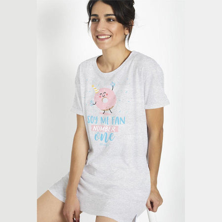 Mr Wonderful Camicia da Notte da Donna Maniche Corte 51487 S18 - Passarelli Biancheria