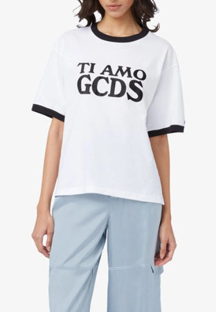 GCDS T-SHIRT TI AMO BOXY T-SHIRT da donna