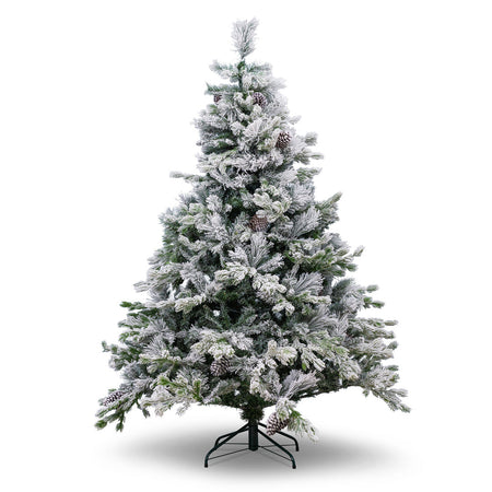 Albero di natale innevato con Pigne "Nebraska" in PP Effetto Aghi di Pino + PE Effetto Real Touch + Flock