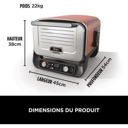 Forno elettrico per pizza 8 in 1 - NINJA - Fuoco a legna - OO101EU - Piastra Pro-heat - Pietra per pizza - 6 impostazioni