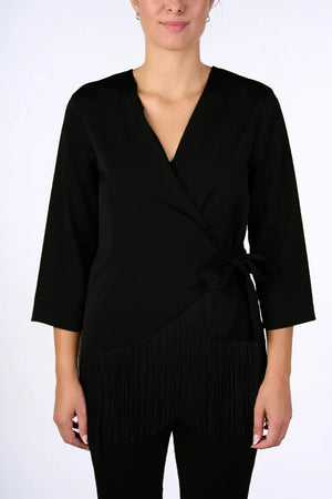 NUALY GLAMOUR | Blusa a portafoglio con frange