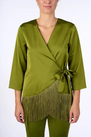 NUALY GLAMOUR | Blusa a portafoglio con frange