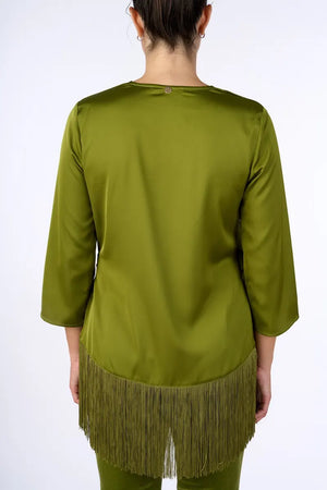 NUALY GLAMOUR | Blusa a portafoglio con frange