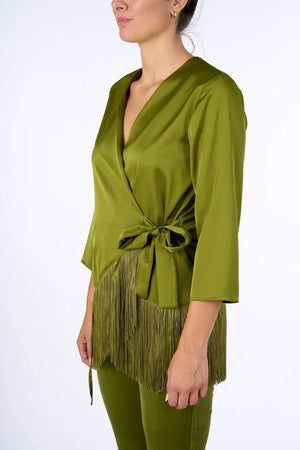 NUALY GLAMOUR | Blusa a portafoglio con frange