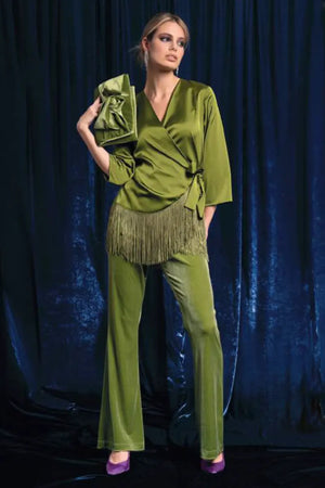 NUALY GLAMOUR | Blusa a portafoglio con frange