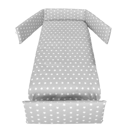 ITALBABY Lettino Evolutivo INFINITO colore bianco con tessile Starlette grigio - culla, lettino con sponde tradizionale e lettino montessoriano