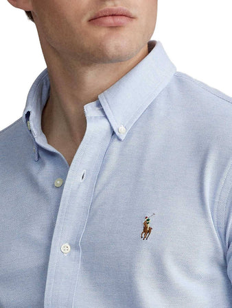 Camicia Uomo Polo Ralph Lauren Camicia Casual Slim Fit Aderente In Oxford In Cotone Collo Button Down Logo Pony Ralph Lauren Ricamato