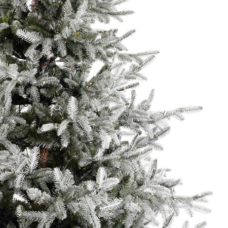 Albero di Natale innevato "Nikolai" con Micro led in PE Effetto Real Touch + PVC + Flock