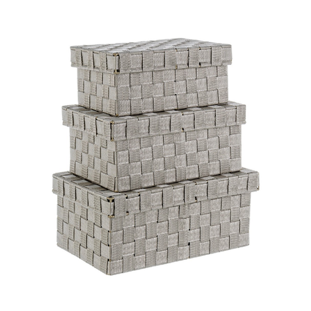 Set 3 Scatole "Intreccio Nylon" struttura in acciaio
