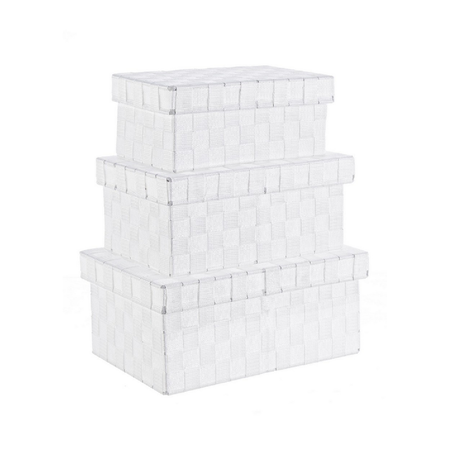Set 3 Scatole "Intreccio Nylon" struttura in acciaio
