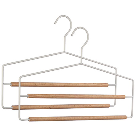 Gruccia 2 pezzi "Closet pantalone" in legno e acciaio