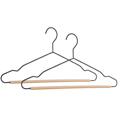 Set 2 gruccia con barra "Closet" in legno e acciaio