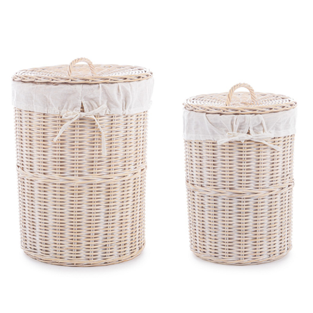 Set 2 Porta biancheria "Narra" struttura in rattan e tessuto interno in cotone