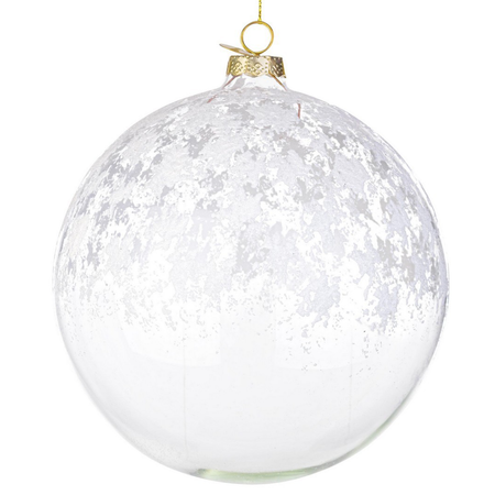 Palline per albero di Natale in vetro "Iced" trasparente bianco per decorazioni