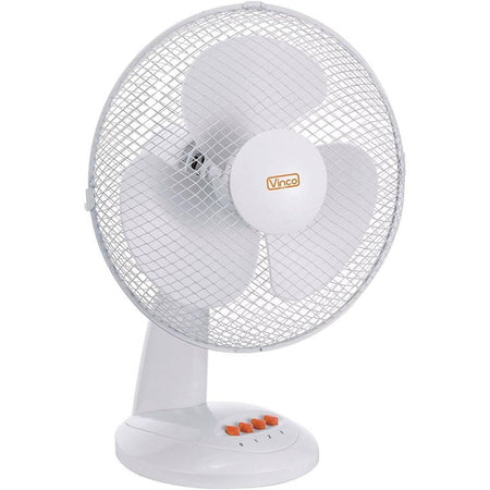 Ventilatore da tavolo a 3 velocità a grande portata, con telaio in metallo Colore bianco