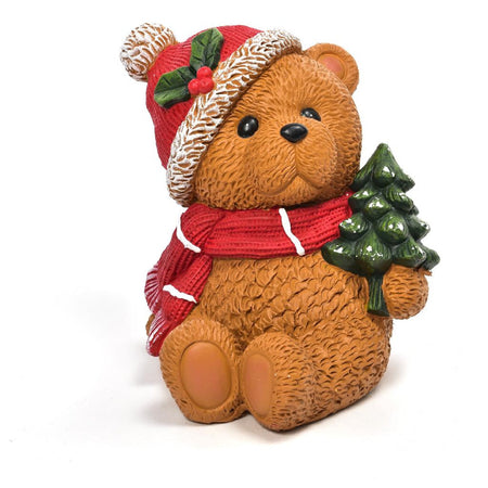 Orso natalizio in poliresina per decorazione natalizia