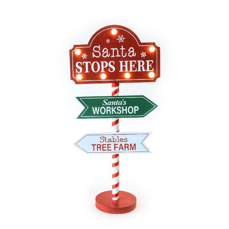 Cartello segnaletico natalizio in legno con luci a batteria decorazione natalizia