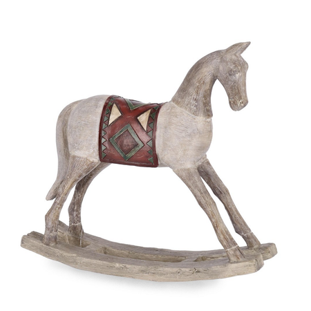 Cavallino a dondolo e renna "Berwin" natalizio in resina