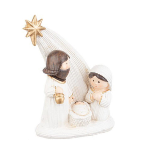 Natività "Timjem" Bianco, in poliresina, presepe da 9,3x5x12h