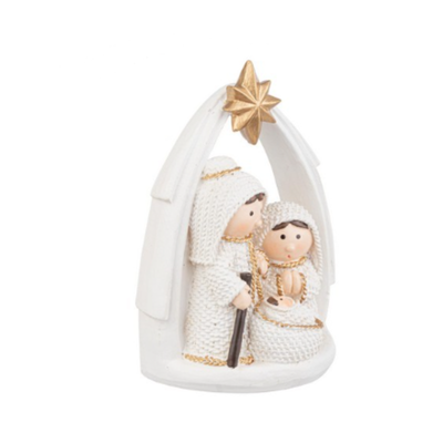 Natività Timjem Bianco, in poliresina, presepe da 9,3x5x12h