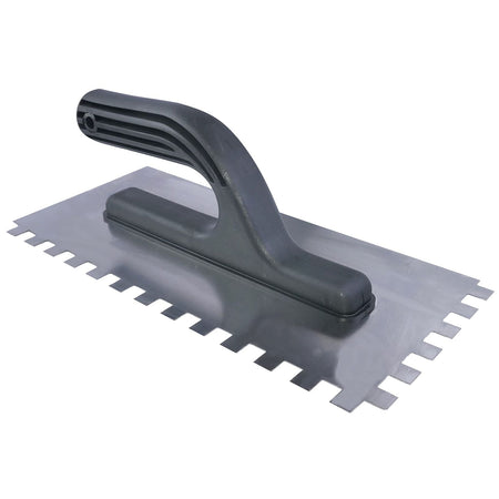 Frattone dentato con base in acciaio e manico in plastica 12 x 28 cm