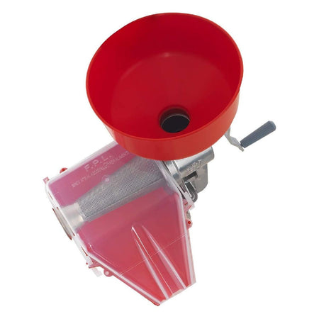 Spremipomodoro manuale "Pavi" con imbuto e scivolo in PVC per trasformazione pomodori
