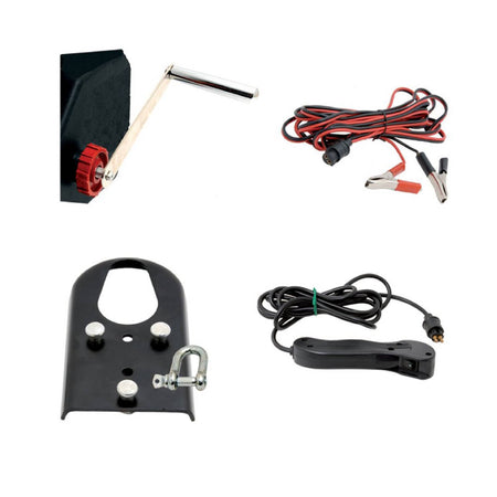 Verricello elettrico da 300 W con carrucola e fune in acciaio compreso di kit di installazione per rimorchio