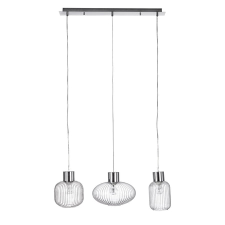 Lampadario 3 luci "Showy" in acciaio e vetro