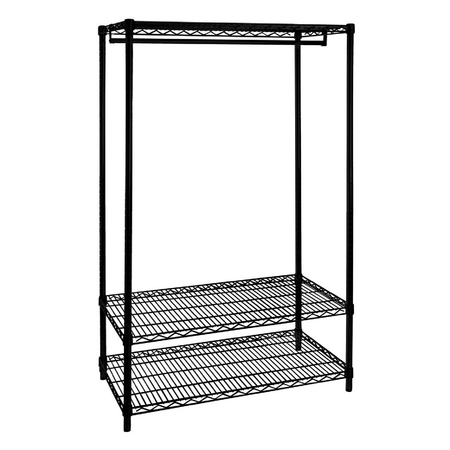 Porta abiti con piani "Cromo nero opaco Lux" in acciaio cromato
