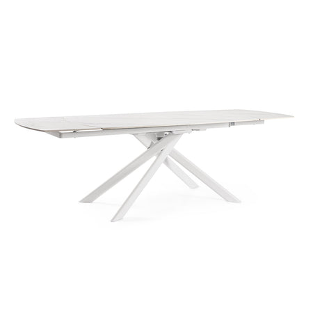 Tavolo allungabile "Joakim" in grés porcellanato e legno mango 160-240x90